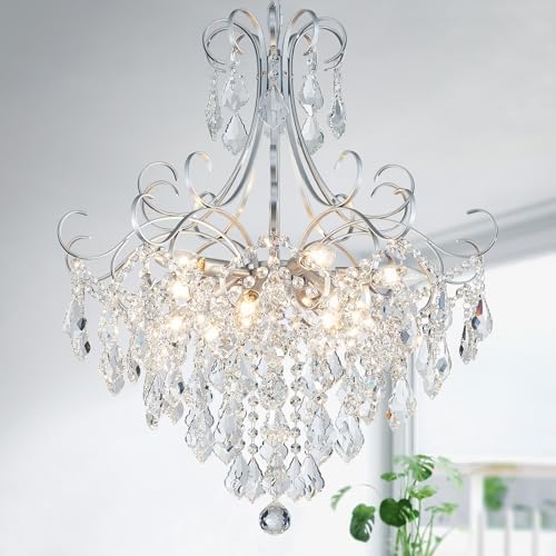 WUZUPS Lustre de cristal pingente de 10 luzes luminária de teto m...