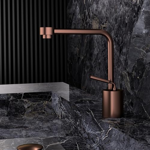 Robinet de lavabo en laiton or rose brossé pour salle de bains chic