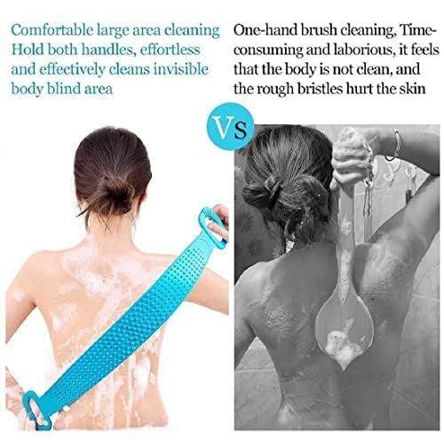 Image of Silicone Bath Brush with Long Handle - Soft Bristles Back Scrubber for Shower | Body Massage - Exfoliating Dirt Removal Brush for Men | Women (Standard Body Comdo)