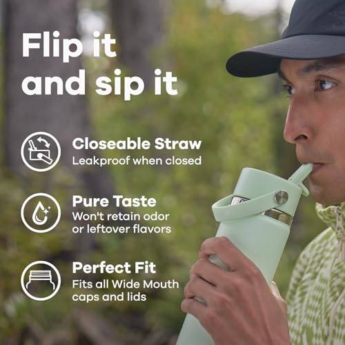 Hydro Flask Water Bottle - Insulated Stainless Steel - Wide Mouth Flex Straw Lid, Non Spill, Leakproof and Refillable in 24 Oz Reef Pink - image 7