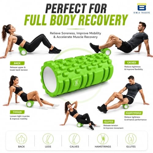 Image of Btag Foam Roller for Gym & Home Workout - Deep Tissue Muscle Massager for Back Pain, Neck & Knee Relief | Yoga, Stretching & Recovery Tool 33 cm (Green)