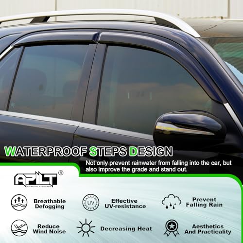 Image of Outside-Mount Window Visors Rain Guards for 2025 2026 Toyota 4Runner Full-Size Wind Vent Deflectors Car Accessories Dark Smoke 4-Piece Set with Thicker