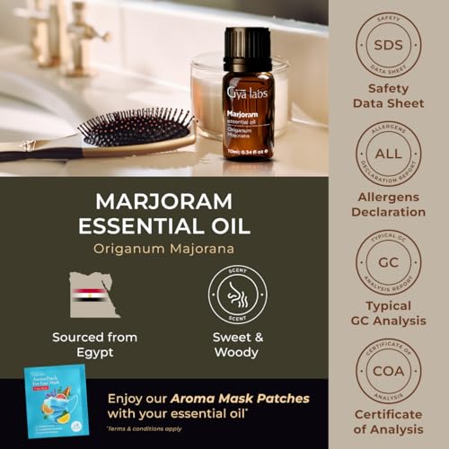 Image of 100% Pure Marjoram Essential Oil - 0.34 Fl Oz - Marjoram Oil for Hair, Skin, Diffuser, Aromatherapy & DIY Candle Making Scent