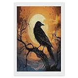 LZQPOEAS Kits de arte de diamantes de cuervo para adultos, pintura de bricolaje con puntos de diamante redondos para principiantes, manualidades, pinturas para decoración de pared del hogar, arte de