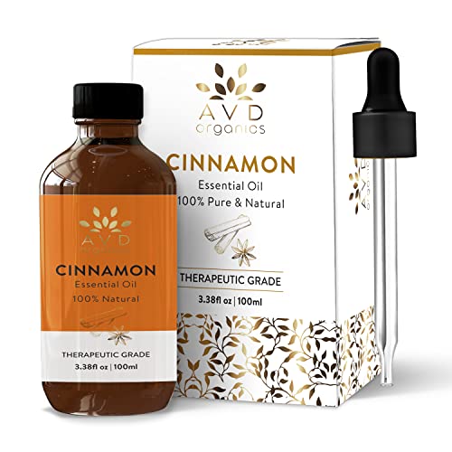 Avd Organics Cinnamon Essential Oil 100Ml - (100% Pure & Natural - Undiluted) Therapeutic Grade - Perfect For Aromatherapy, Relaxation, Skin Care & More -3.38 Fl. Oz #TOP1