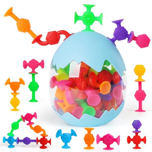 50 Piezas Juego de Ventosas para Niños, Juguetes Bañera Bebe, Silicona Juguetes de Succión Juguetes Sensoriales Interactivo Juguetes de Baño, Educativos Regalos para Niños Niñas 3 4 5 6 7 Años