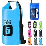 bidones estancos para kayak RESISTENTE: Mochila plegable impermeable muy ligera y hecha de material resistente. PVC industrial 500 D muy fuerte con costuras selladas. Perfecta para todo tipo de actividades al aire libre. Su composición hace que todo objeto en su interior se conserve de manera segura.