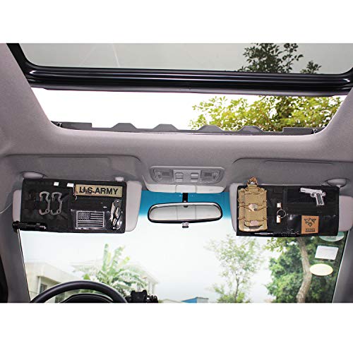 WYNEX Car Sun Visor Organizer Molle Panel, Tactical Car Sunshade Cover, Compatible Vehicle Visor Storage Holder Pouch, Fit Most Cars, SUV - Thumbnail 7