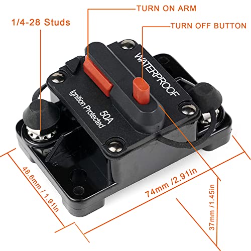 Rvcazon 100 Amp Circuit Breaker Trolling With Manual Reset Car Marine Trolling Motors Boat Atv Manual Power Protect For Audio System Fuse 12V-48Vdc Waterproof (100Amp) #TOP2