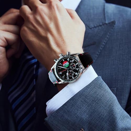 REGINALD Mode Mannen Horloge Lederen Band Militaire Horloge Sport Casual Chronograaf Waterdicht Quartz Horloge, Koffie, Mode casual