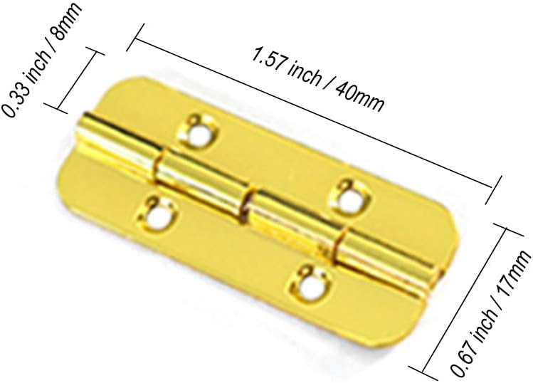 12Pcs Small Decorative Hinges and 6Pcs Latch Hook Hasp for DIY Gift Box, Wine Box, Gold