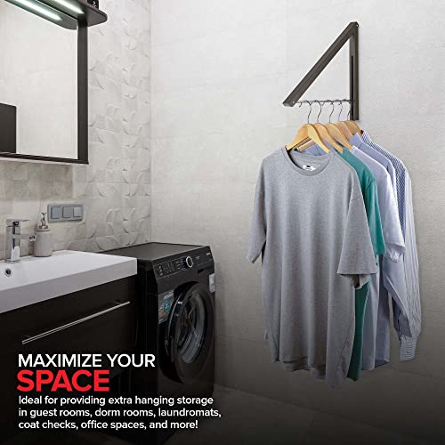 Single Foldable Clothing Rack, Wall-Mounted Retractable Clothes Hanger for Laundry Dryer Room, Hanging Drying Rod, Small Collapsible Folding Garment Racks, Dorm Accessories (Gray) by Stock Your Home - Image 6