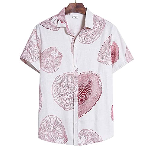 Chemise en coton lin à motif grain de bois rouge mode masculine