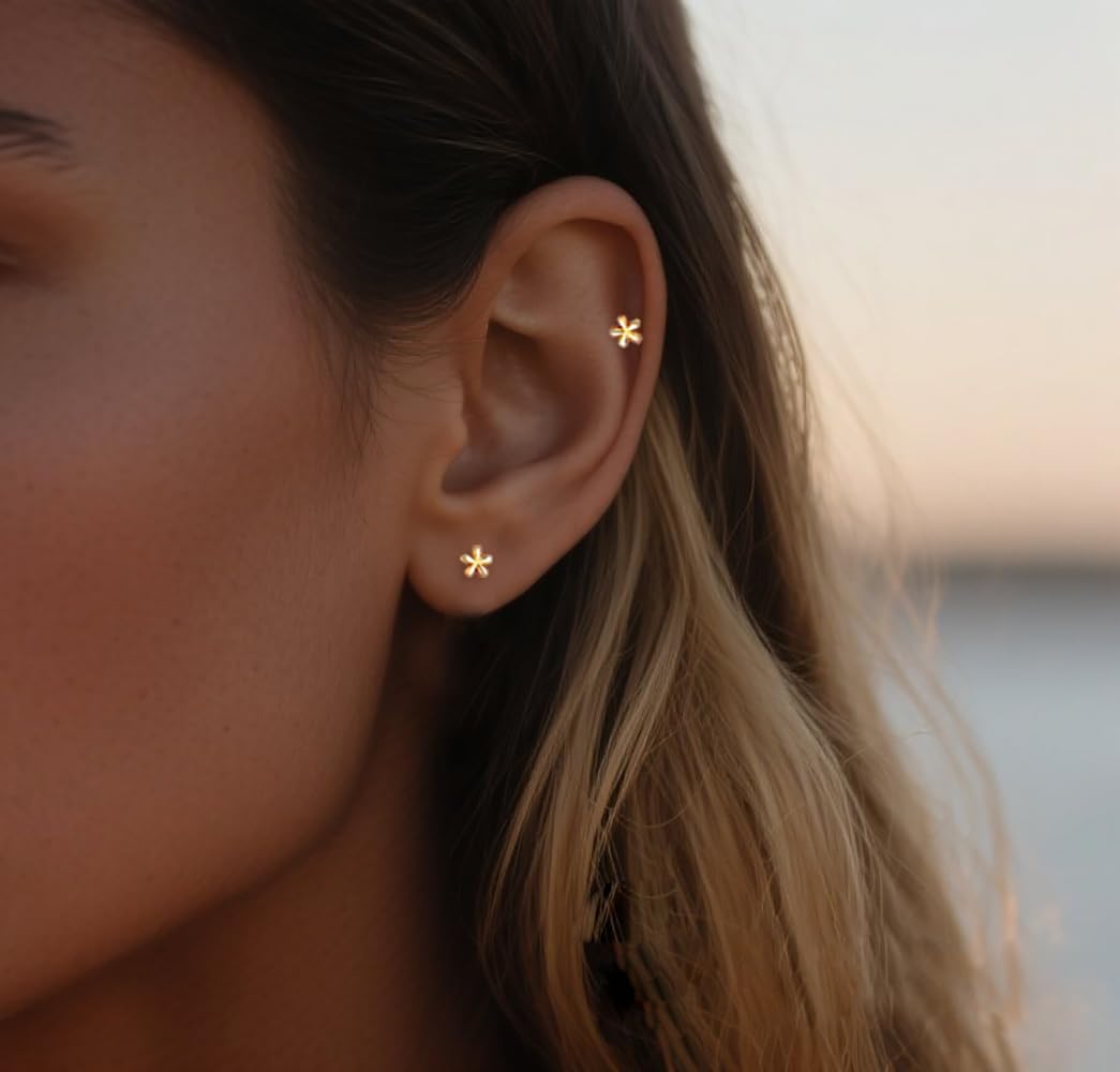 Reffeer Solid 925 Sterling Silver Daisy Stud Earrings Flower for Women Teen Girls Tiny Flower Stud Earrings Spring - Image 3