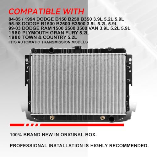Image of Auto Dynasty 1707 Radiator for 80-03 Dodge B-Series Ram Van Town Country
