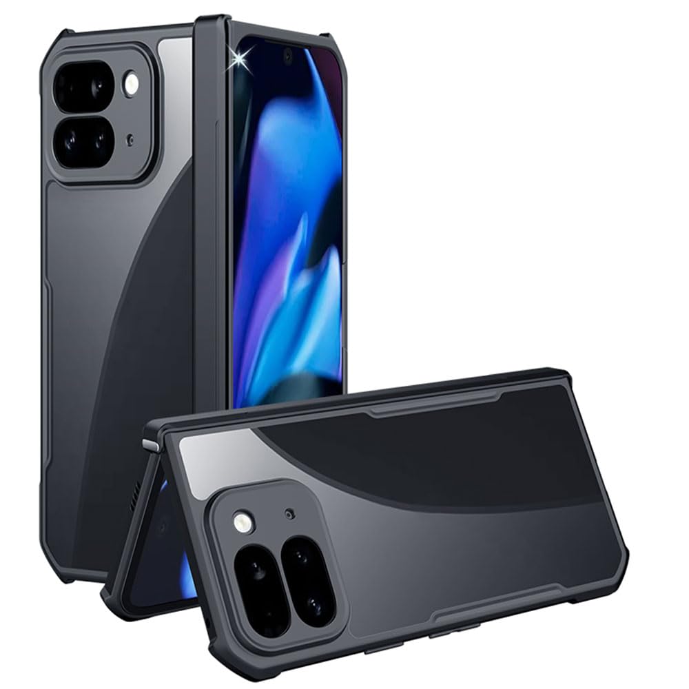 TECHGEAR Pixel 9 Pro Fold [Fusion Armour] Rugged Case, Premium Hybrid Protective Case Heavy Duty Protective with Clear Back Cover Designed for Google Pixel 9 Pro Fold, Black