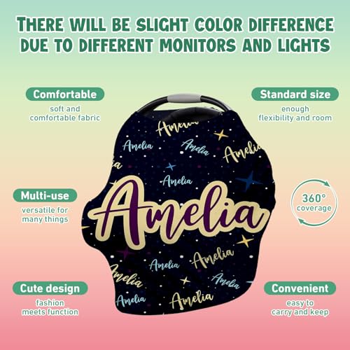 Image of Custom Car Seat Covers for Babies - Breathable Deep blue Baby Car Seat Cover for Girls Boys, Kick-Proof Newborn Carrier Canopy Stretchy Stroller Cover for 4 Seasons