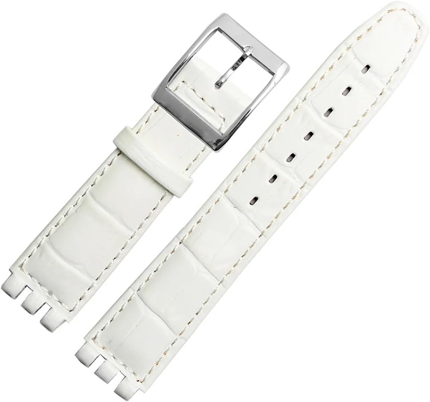 yingyingjia 17mm 19mm Strap Compatible With Swatch Band Genuine Calf Leather Watch Strap Band Black Brown White Waterproof