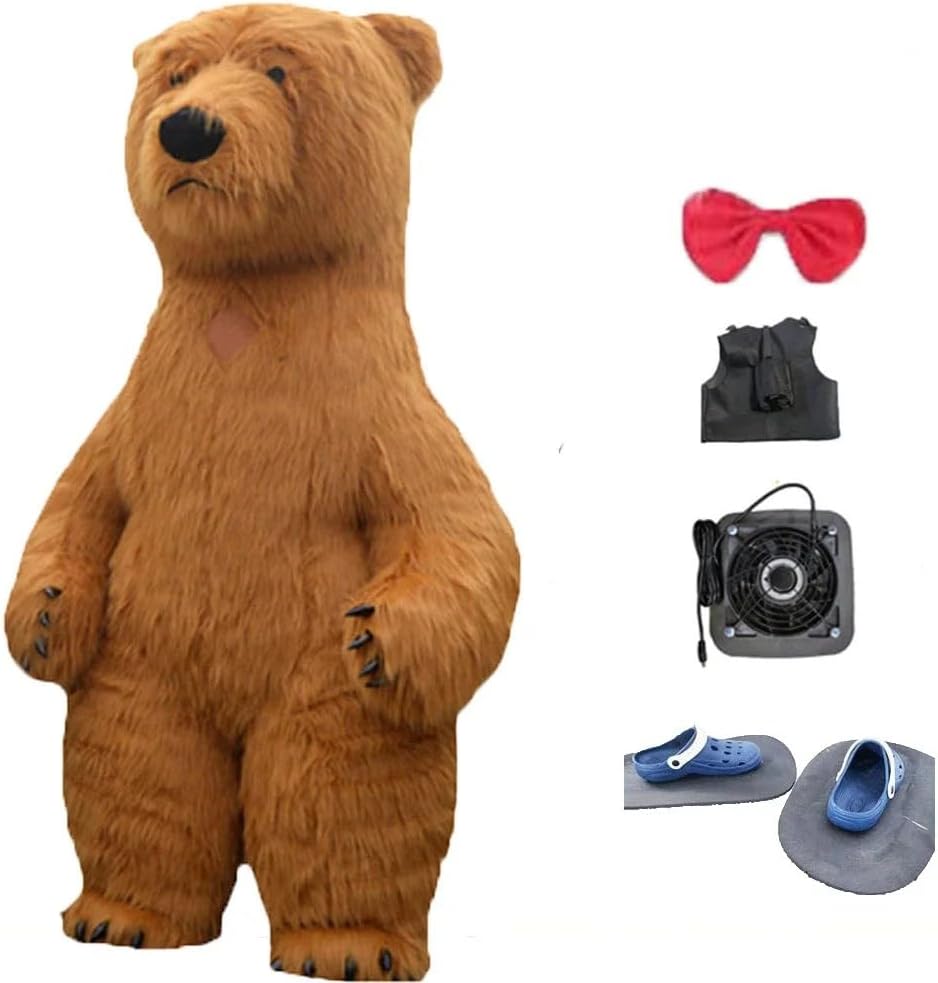 Inflatable Polar Bear Costume Blow Up Mascot Outfit Without Battery