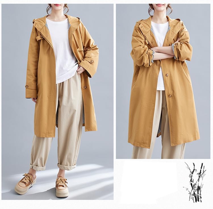 [ＰＰＥＩＲＥＥ] レディース トレンチコート フード付き ジャケット ボタン付き スプリングコート 大きいサイズ カジュアル アウ