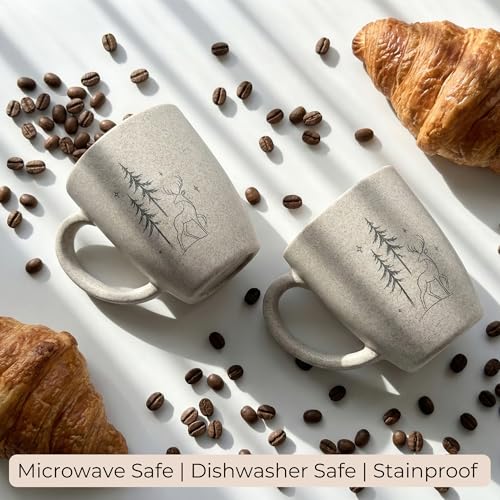 Image of Mahaware Ecohome Coffee Mug Set of 2, 300 ml, Biocomposite Rice Husk & Bamboo Fibers, Microwave Safe Coffee Cup, Matte Finish Reusable Mugs, Rakhi Gift for Brother & Sister, Rakshabandhan Gift