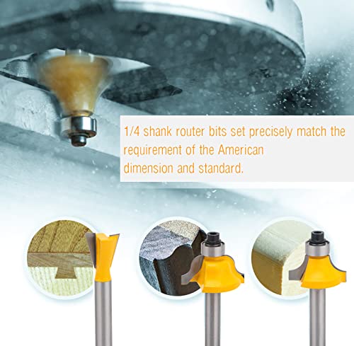 Router Bits 1/4 Shank, Router Bit Set 15 Pcs, Roundover Router Bit 1/4 Shank - Carbide Router Bits For Wood, Woodworking, Diy #TOP3