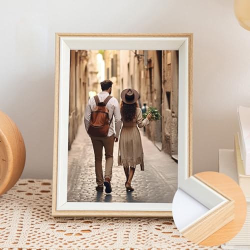 Tolldek Marco de fotos, tamaño de foto 15 x 20 cm, imagen DIY con 1 cepillo + 2 papel de rallador + 6 marcos de retratos de color horizontal / vertical, mesa rectangular galería de fotos marco de