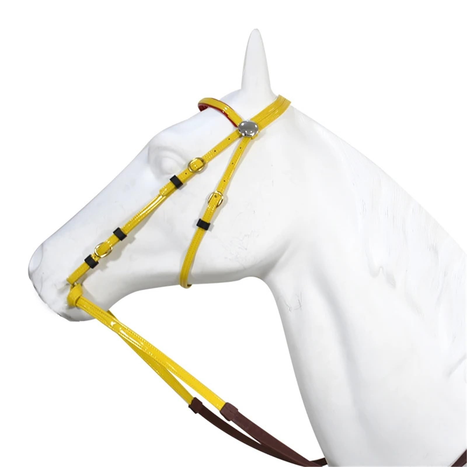 Cabezada de Cuero Rading Acolchada for Caballos con Hebilla Incluye riendas de Tela con topes de Mano Cuero para Caballos(Red)