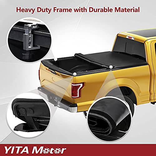 Yitamotor Soft Roll Up Truck Bed Tonneau Cover Compatible With 2009-2023 Dodge Ram 1500 (19-23 Classic Only), Fleetside 5.7 Ft Bed Without Rambox #TOP3