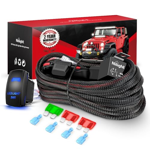 Image of Nilight Off Road LED Light Bar Wiring Harness Kit 12 V 5 Pin Rocker Switch