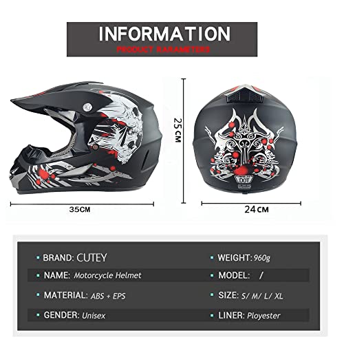 Motocross Helmets Youth Motorcycle Helmets - Motocross Helmets Atv Mx Motorcycle Helmets Unisex Full Face Street Helmets, Dot Certified Standard - 4 Piece Set (X-Large, Matte Black) #TOP6