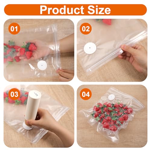 60PCS Vacuum Sealer Bags for Food with Air Valve, Reusable BPA-Free Sous Vide Bags (30 Large 13.4x10.2\" + 30 Small 8.6x8\")