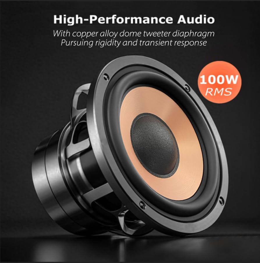 Image of LONPOO 100W HiFi Active Bookshelf Speakers with Bluetooth | 4'' Aluminum Woofer, 12MM Wooden Cabinet, DSP-Tech, Optical /RCA /USB /AUX for TV PC Turntable (LP-42M)