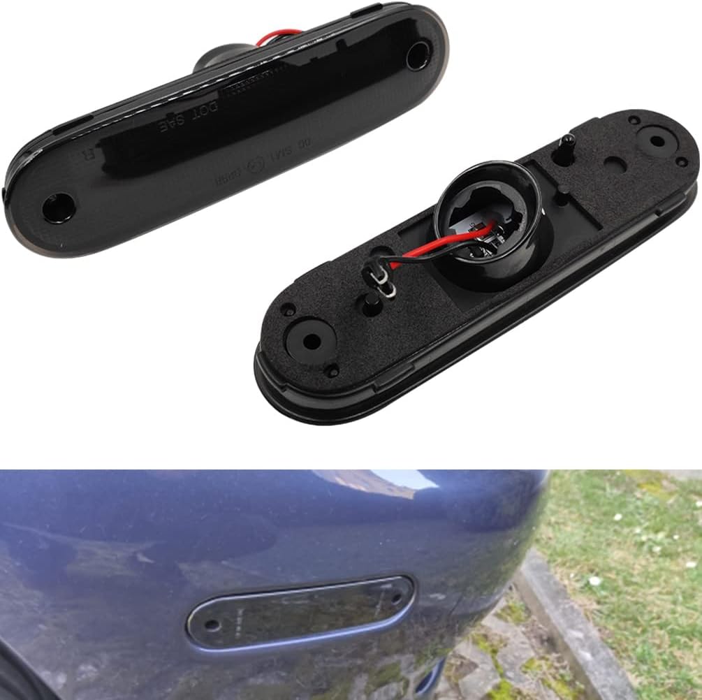 4/Pcs Front/Rear Miata LED Side Marker Lamp Lights for 1990-1997 Mazda Miata MX-5/1999-2005 Mazda Miata MX5 Black Smoked Lens Driver/Passenger Amber/Red LED Turn Signal Sidemarker Lamps Replacement