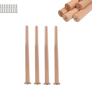 Right Angle Wood Furniture Legs 36in 30in 28iin 24in 20in Replacement Feet with Mounting Plate and Screws(60cm/24in)