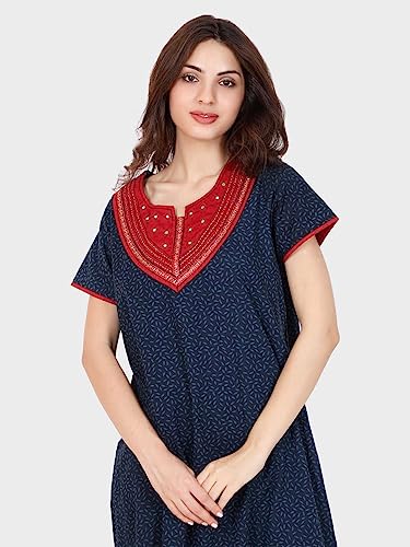 Image of Evolove Women's Cotton Long Maxi Night Gown Nighty Dress with Pocket, Super Soft Comfortable (LNG-Cotton-2)