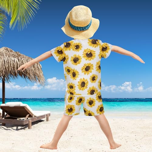 Image of visesunny Funny Boy's 2 Pieces Shirt and Short Set Casual Shirts Short Sleeve Beach Shorts Summer Outfits for 3-10 Years Kids