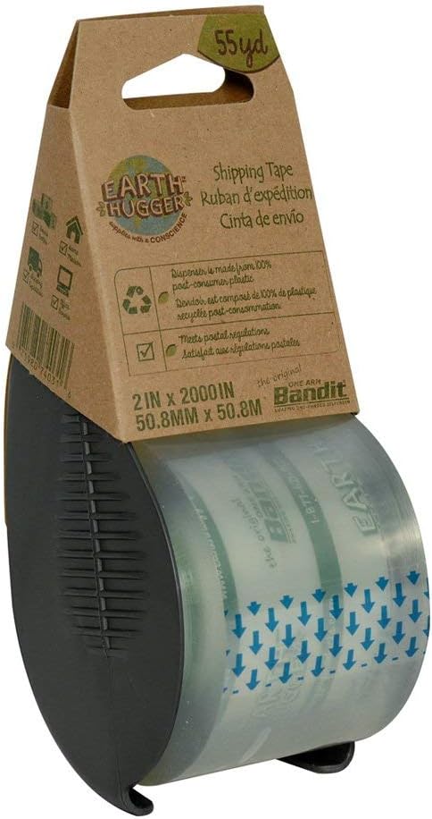 Earth Hugger74031-EH Bandit Packaging Tape, 2 Inches x 55 Yards with Dispenser, Black Dispenser