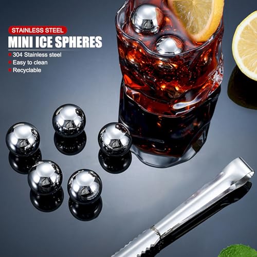 Bolas enfriadoras de whiskey de acero inoxidable 8 piezas miniatura 2