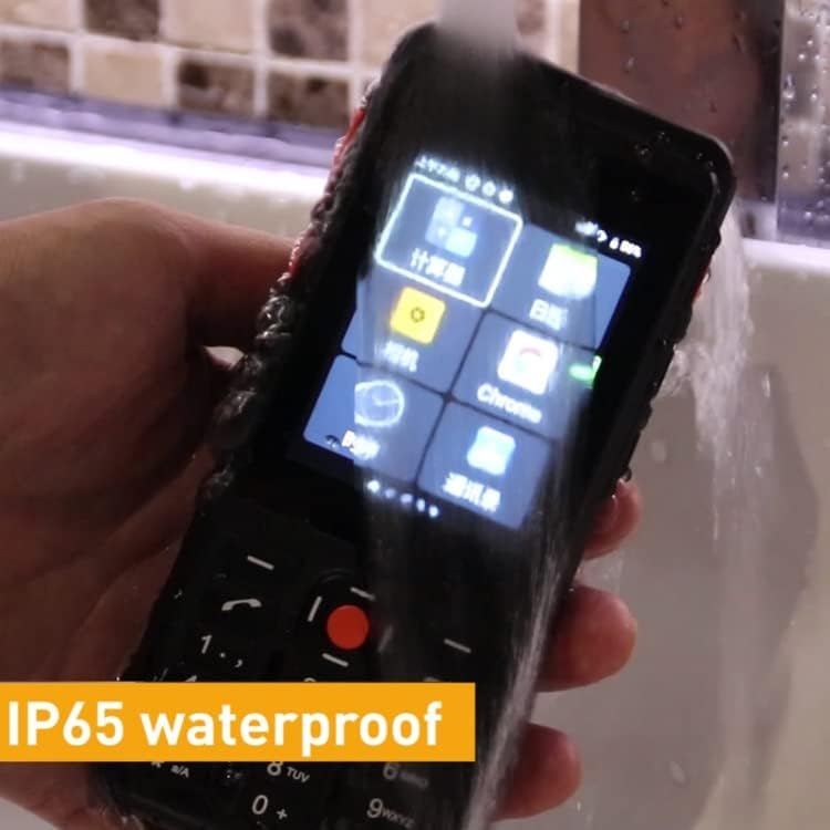 UNIWA P5 being rinsed under running water, with 'IP65 waterproof' text overlay