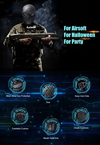 Coxeer Máscara de Caveira Deluxe Overhead Cs War Game Mask (Preta)