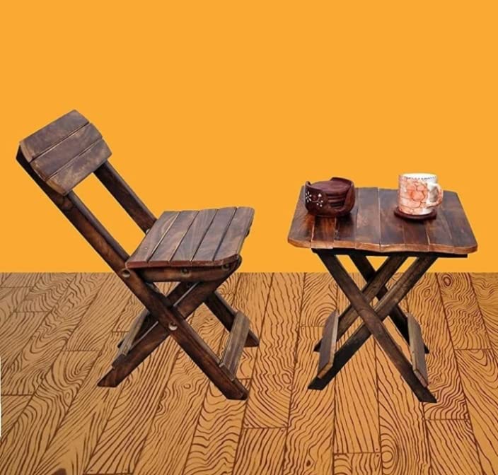 Image of Bros Moon Kid's Favourite Table Chair Antique Classy Wooden Pair for School /Bed Room /Kid's Furniture /Out Door /Garden use /Gift /Festival