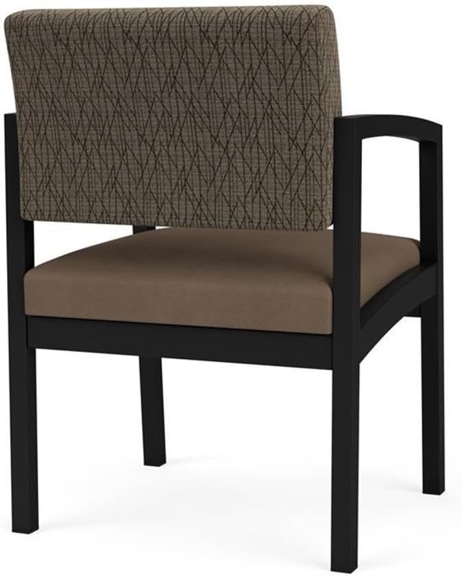 Lenox Steel Reception Waiting Guest Chair/Black Steel/Brown/Brown