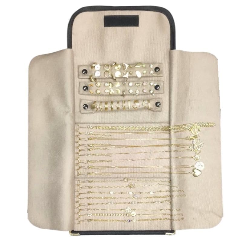 Estojo Porta Joias MostruáRio MéDio, Organizador De Semijoias Com DivisóRias Internas, Presente Para Mulheres, Case Para Brincos, AnéIs, Colares E Pulseiras(Nude Grande)