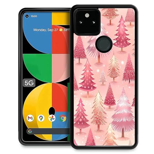 TAMEFOX Compatible with Google Pixel 5A Case,Pink Christmas Tree Google Pixel 5A Case Slim Soft Shockproof TPU Women Girls Boys Protective Cover Case for Google Pixel 5A