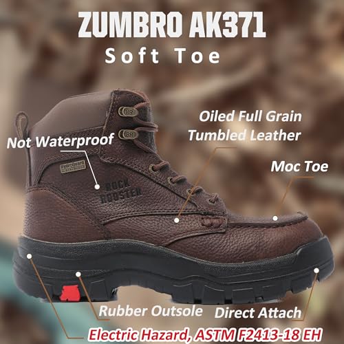 Image of ROCKROOSTER Work Boots for Men, 6 inch Wide Moc Toe Durable Rubber Outsole Work Boot(AK370-AK371-AK372)