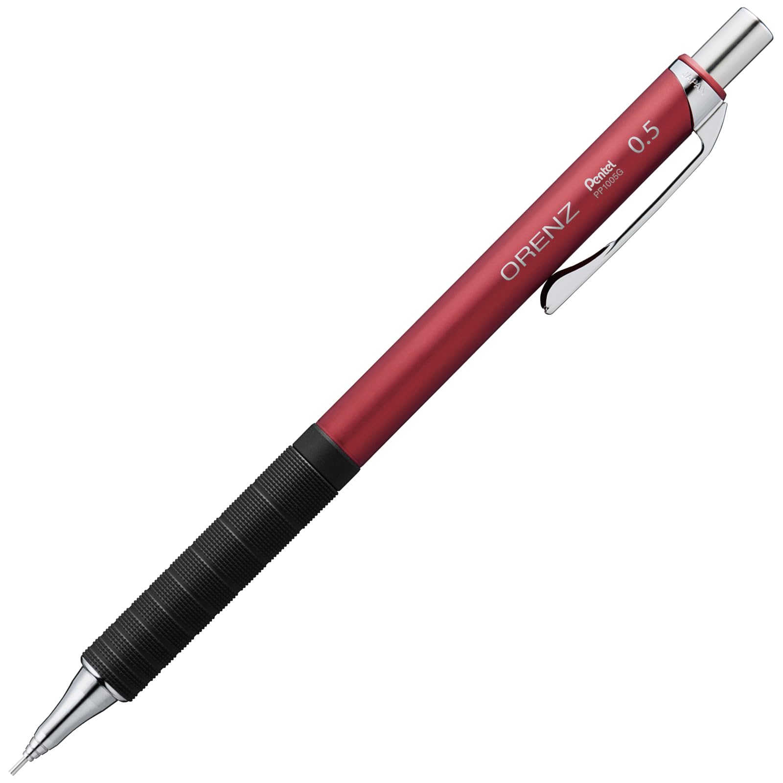 Pentel ORENZ METAL GRIP Mechanical Pencil, 0.02 inches (0.5 mm), Red Axis XPP1005G2-RB : Office Products
