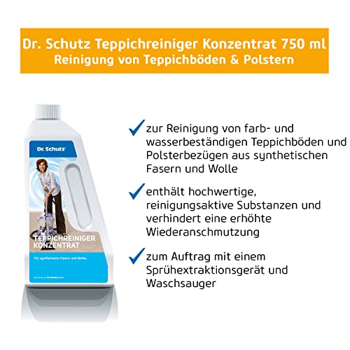 Dr. Schutz Teppichreiniger Konzentrat 750 ml | Reinigung von Teppichböden & Polstern | Teppichreinigung, Teppichreiniger Waschsauger, Klar