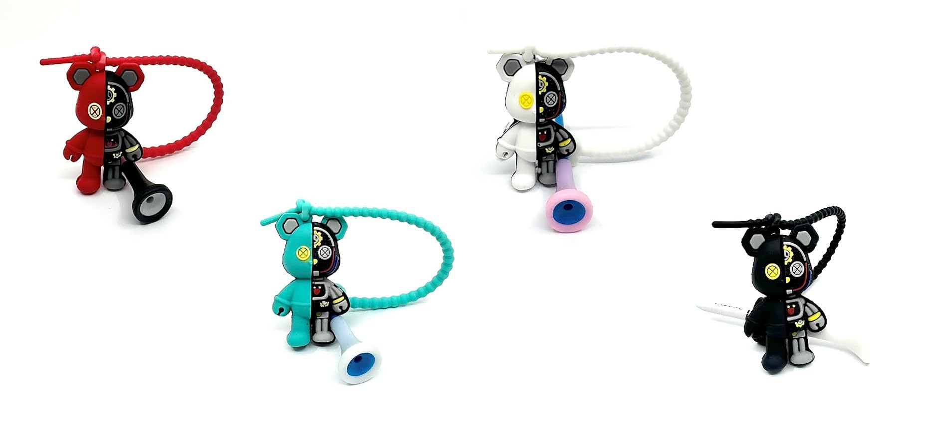 Premium Robot Bear Golf Tees Hanger 4 Pcs Silicone & 3-1/4