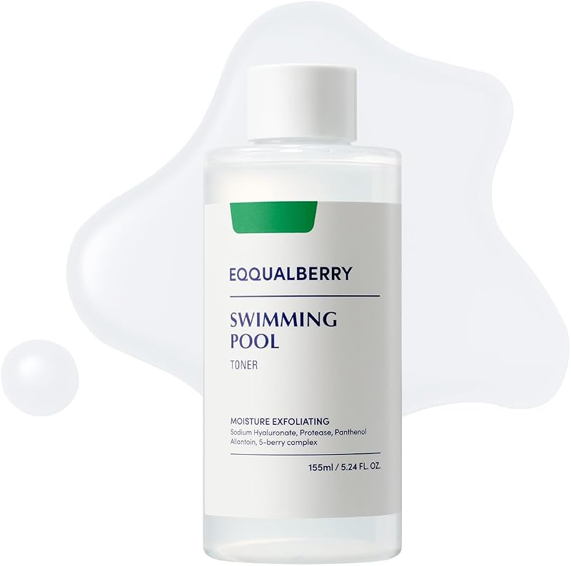EQQUALBERRY Swimming Pool Toner, tônico facial com enzima protease e ácido hialurônico, 155 mL